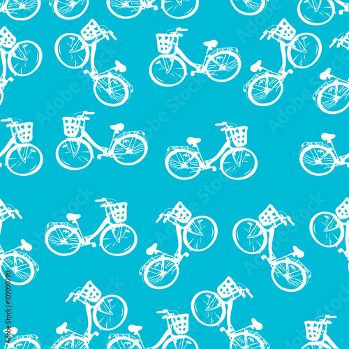 seamless pattern of kids bicycles