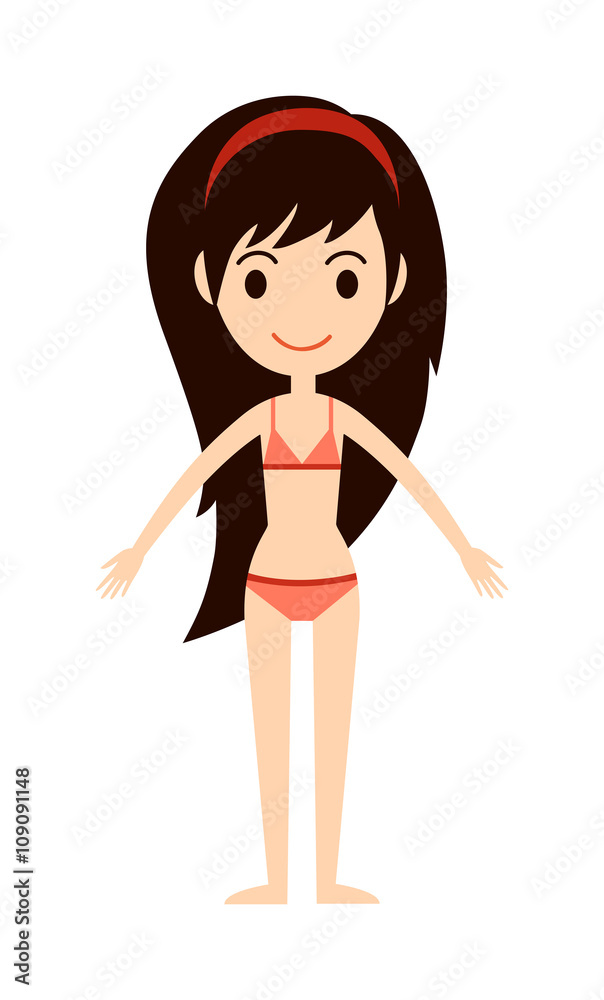 Little girl wearing swimsuit swimming kid happy summer leisure healthy lifestyle character vector illustration. Little girl wearing swimsuit swimming kid happy summer leisure healthy lifestyle character vector illustration.