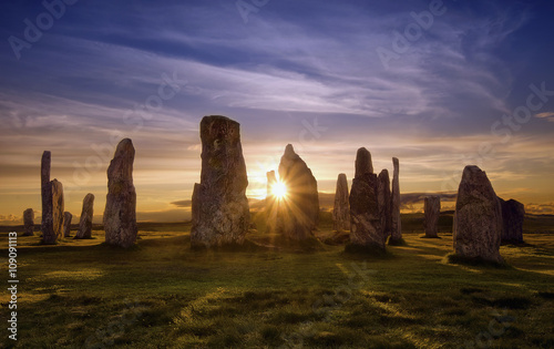 Callanish stones at sunset, Scotland photo