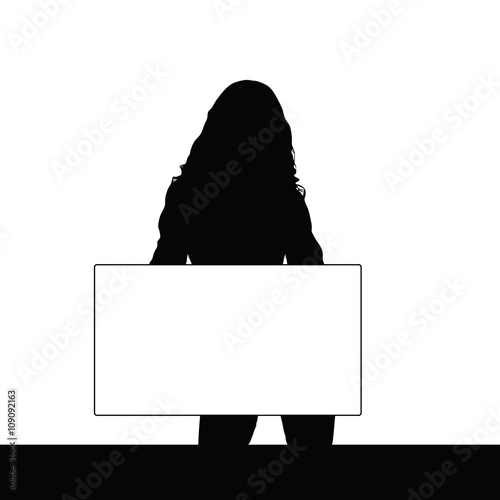 girl holding card illustration