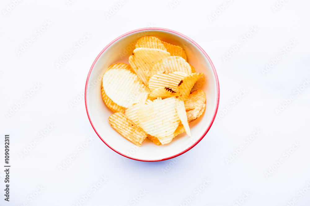 fried potatoes on bowl isolated on white background fried potatoes on bowl isolated on white background