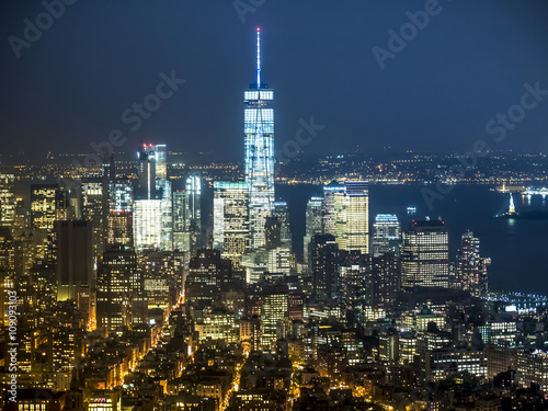 New York skyline in the night taken from the Empire State Building