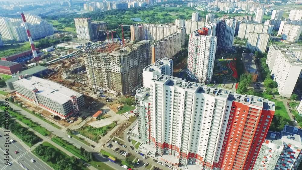 Aerial View of New Residental Area Moscow Summer Day