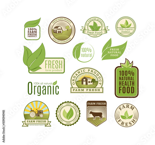 Eco badge organic food vector illustration. 