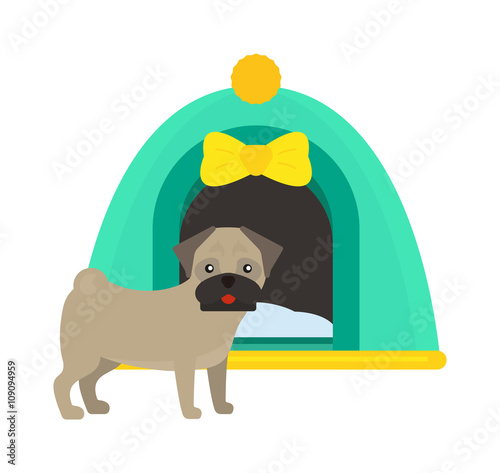 Illustration of dog house kennel pet animal puppy cute design vector.