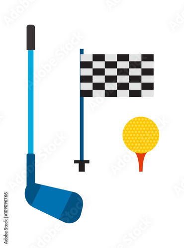 Set of golf club tee and ball sport leisure equipment isolated vector illustration 