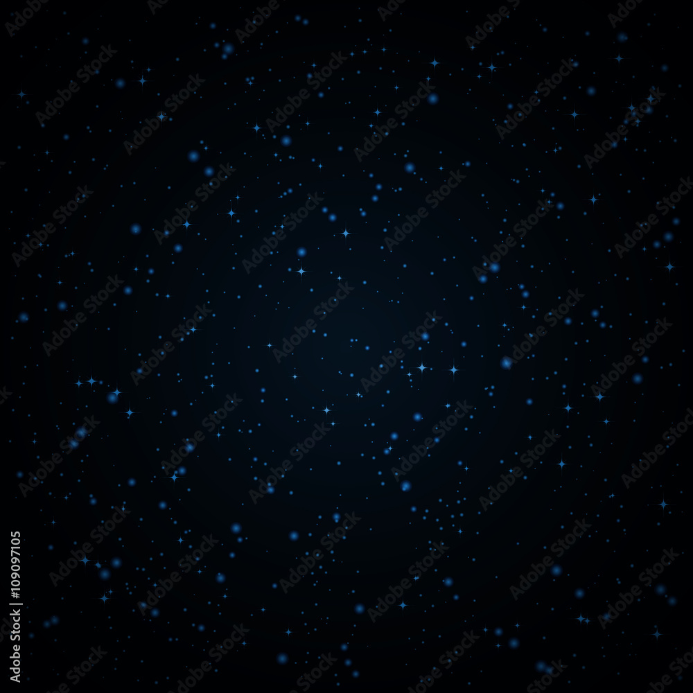 Abstract background with twinkling blue stars vintage. Vector illustration.