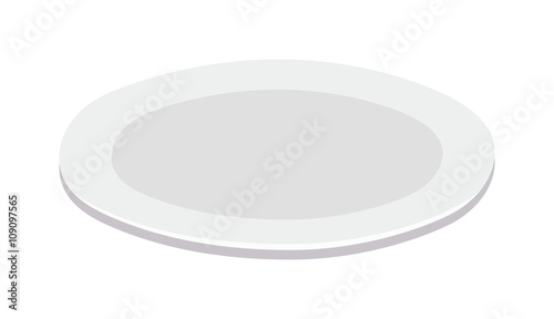 Empty plate isolated on white, round dinner dishware vector