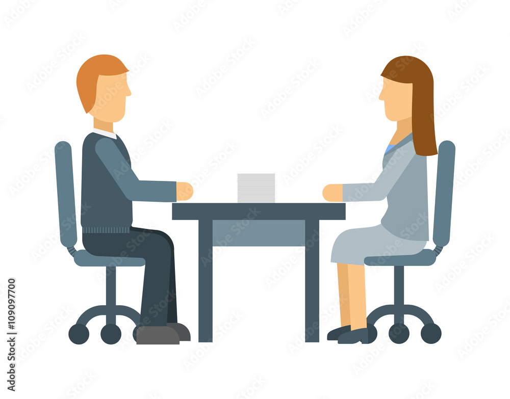 Business lunch meeting in a cafe restaurant, table, partnership, corporate food discussion vector illustration