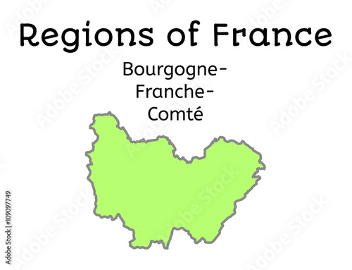 France administrative map of Bourgogne-Franche-Comte