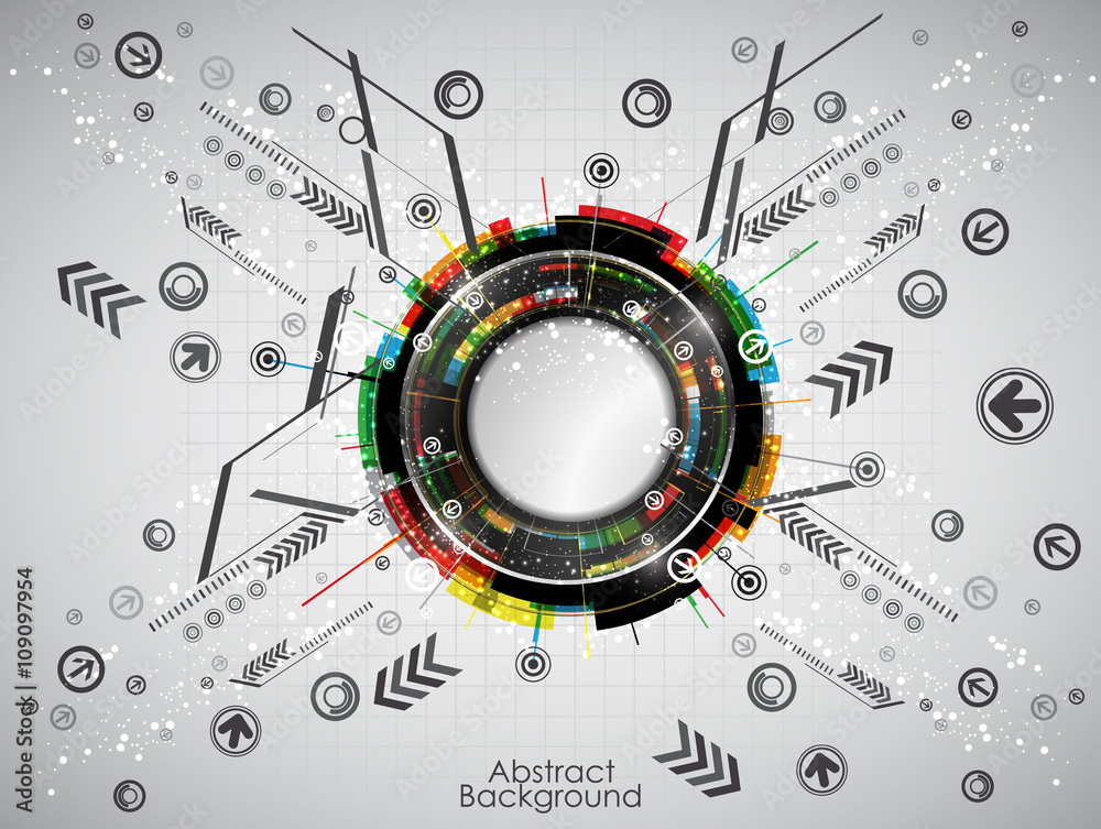 Obraz premium Abstract technology background with colorful modern digital elements. Vector illustration.