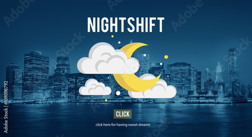 Nightshift Business Evening Hours Overtime Concept photo
