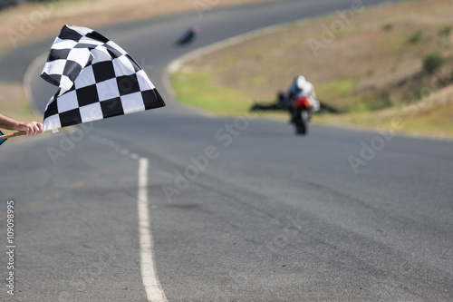 Photography Checkered flag at a motorcycle race track