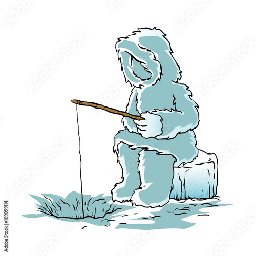 Eskimo fishing for fish