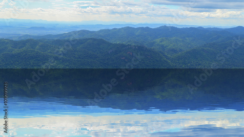 Mountain Landscape with water reflection at Chaiyaphum Province 