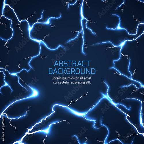 Lightning vector background. Bright lightning electricity pattern, electrician charge lightning vector illustration with text