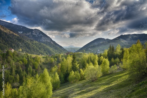 Carpathian Mountains, Romania. Rural landscape with Magura village in Piatra Craiului National Park © remus20