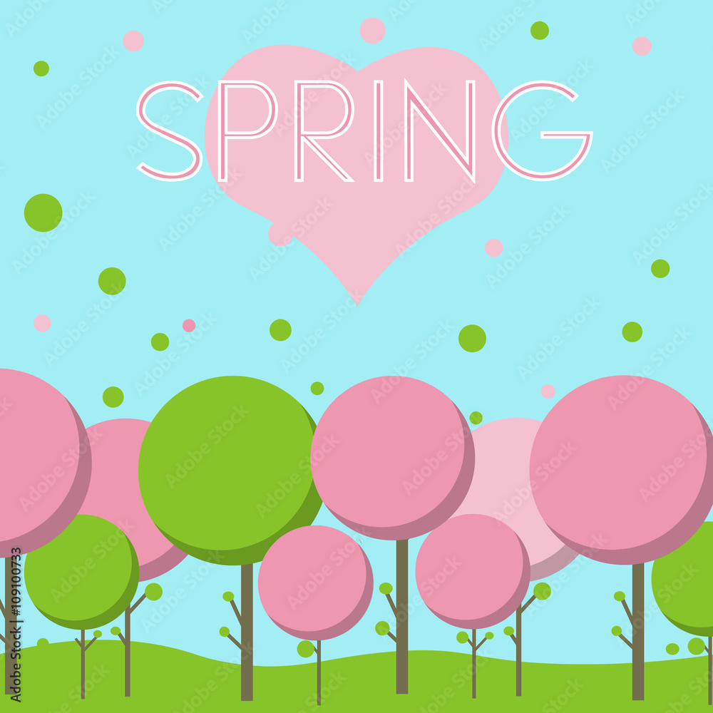 Love the spring landscape vector illustration