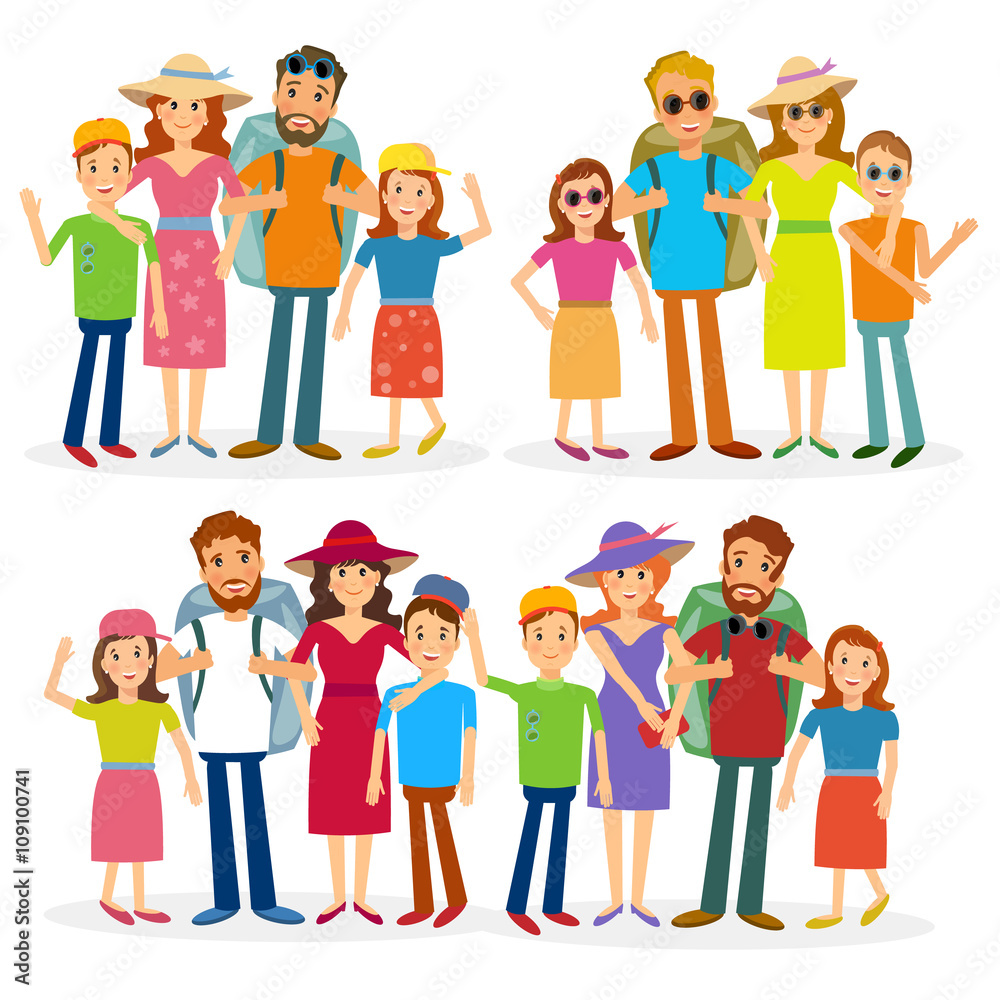 Traveling family vector people Traveling family vector people