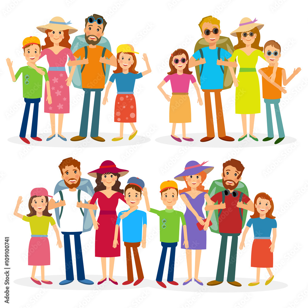 Traveling family vector people