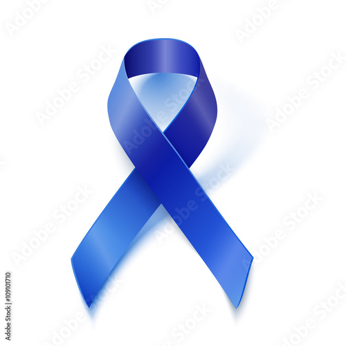 Awareness blue vector ribbon isolated on white background