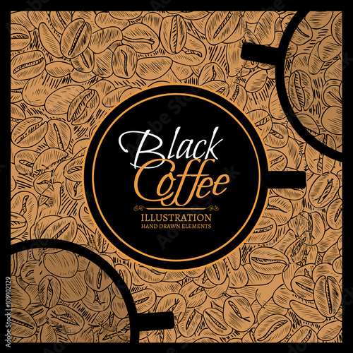 Black coffee stylish template for cafe roasted coffee beans