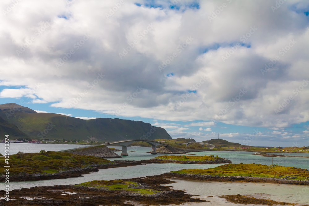 Scenic fjord on Lofoten islands