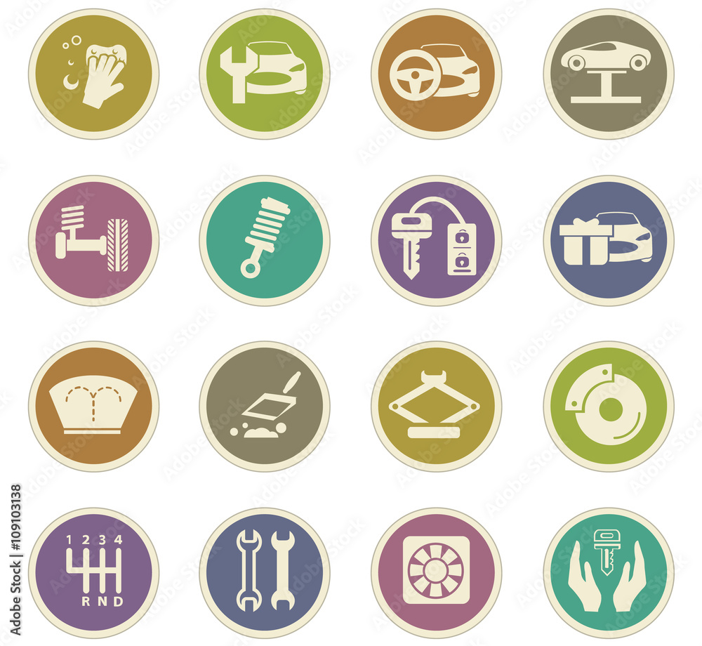 Car shop icons set