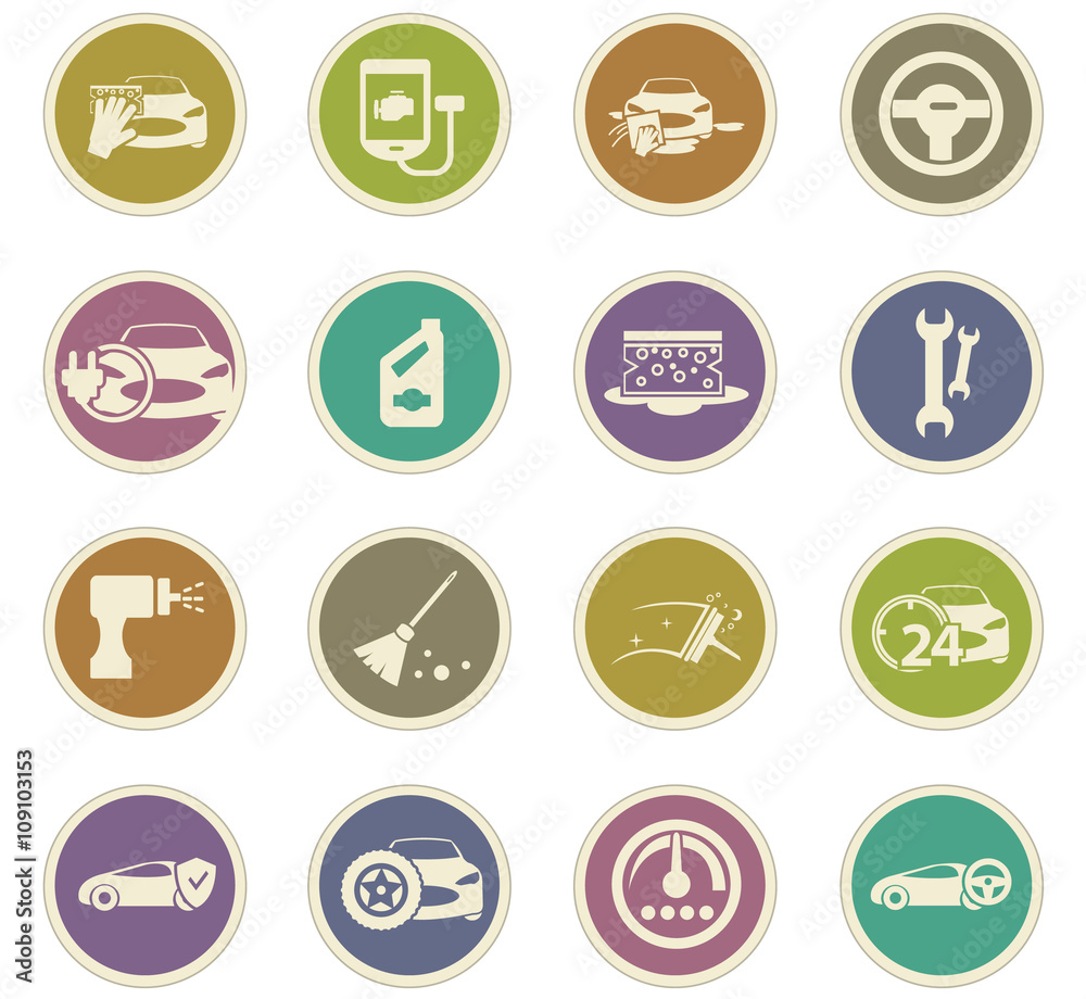 Car shop icons set