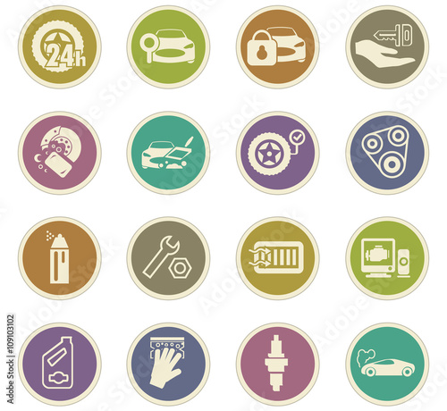 Car shop icons set