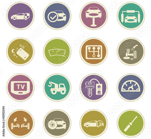 Car shop icons set