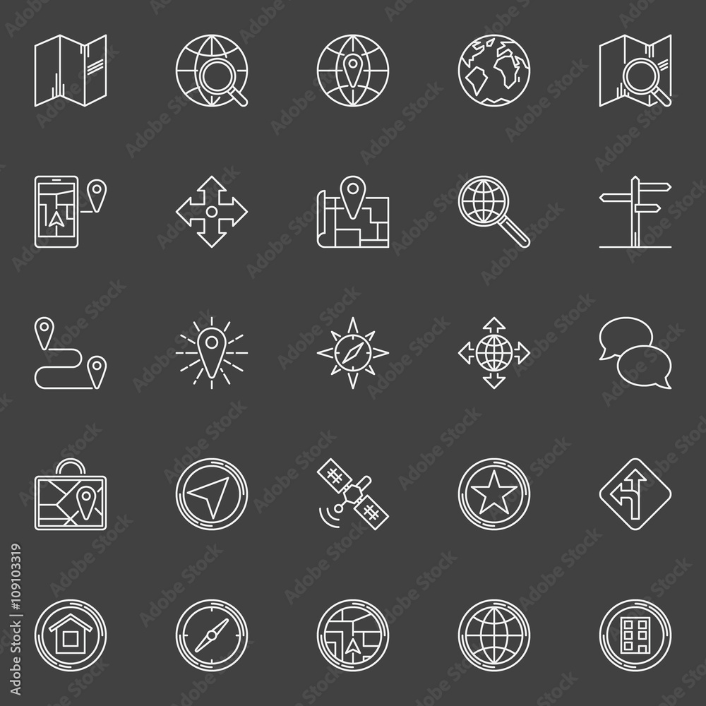 Navigation line vector icons