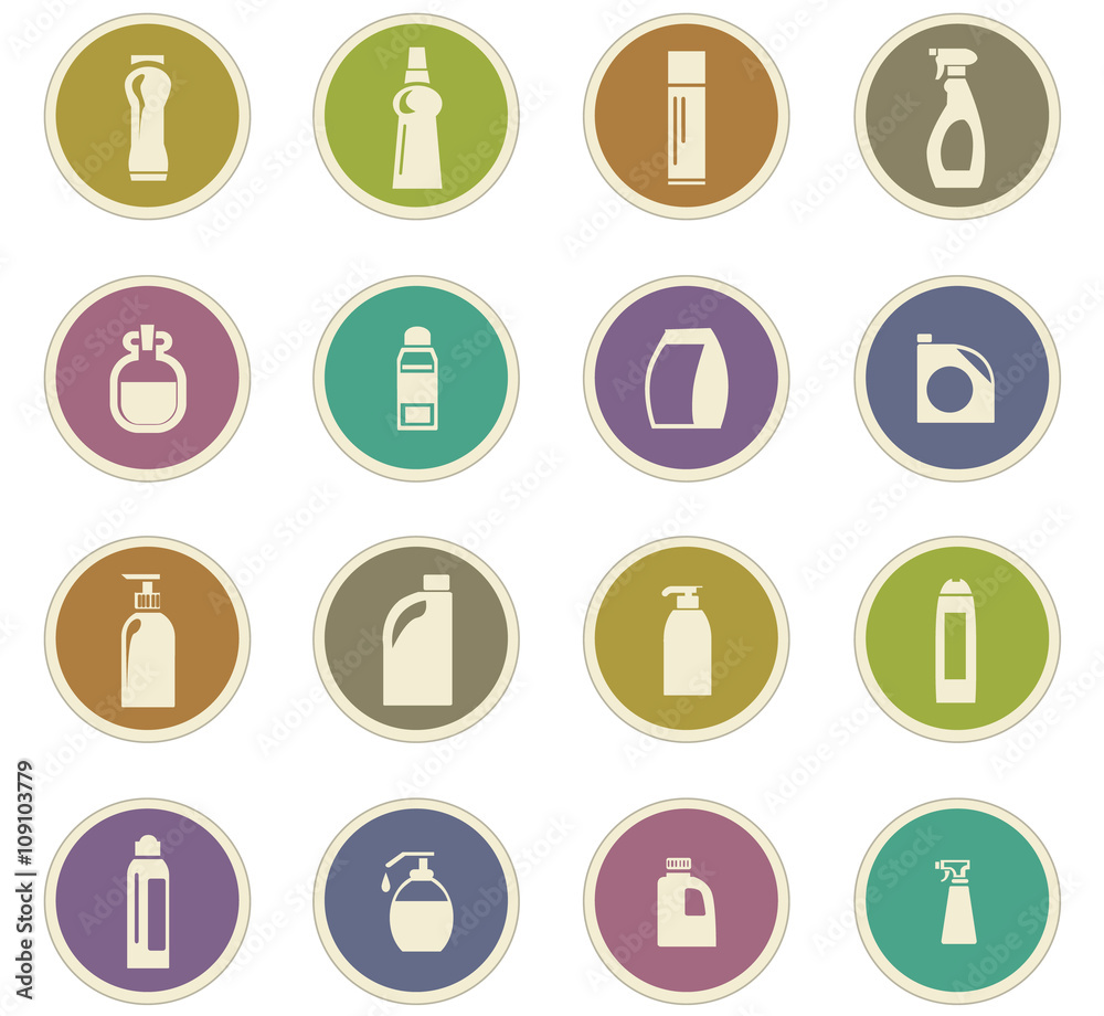 Household chemicals icons set