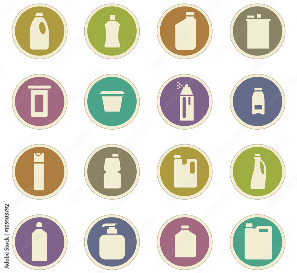 Household chemicals icons set