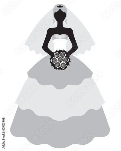 Bride in wedding dress and bouquet