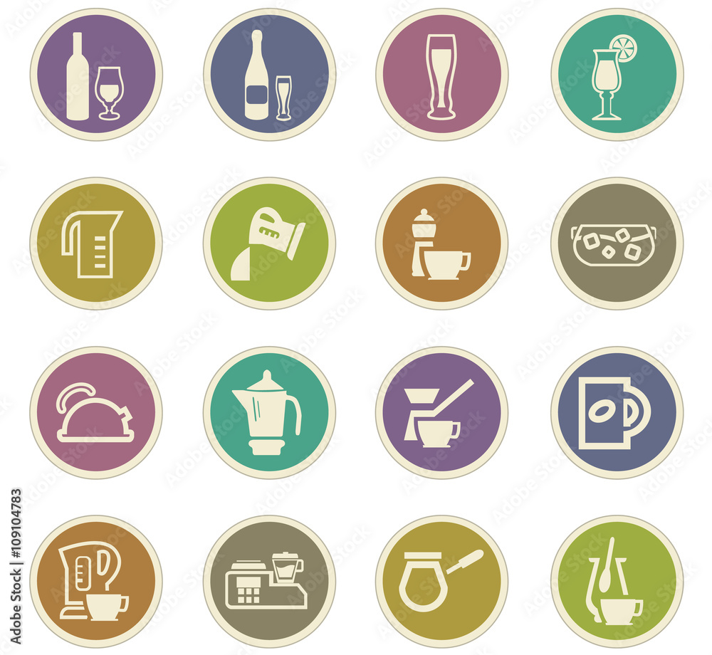 Utensils for the preparation of beverages icons