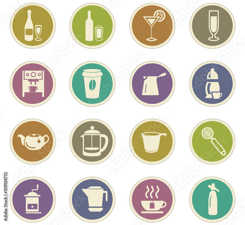 Utensils for the preparation of beverages icons