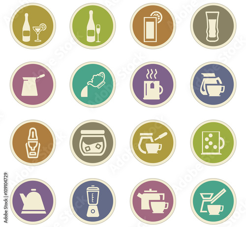 Utensils for the preparation of beverages icons