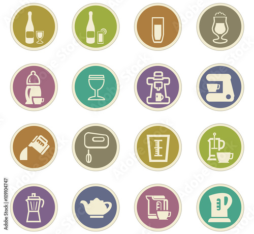 Utensils for the preparation of beverages icons