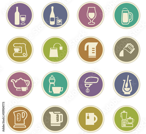 Utensils for the preparation of beverages icons