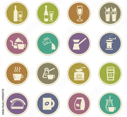 Utensils for the preparation of beverages icons