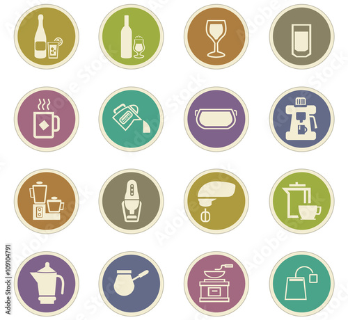 Utensils for the preparation of beverages icons