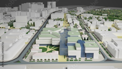 3D graphics of the urban environment. quarter