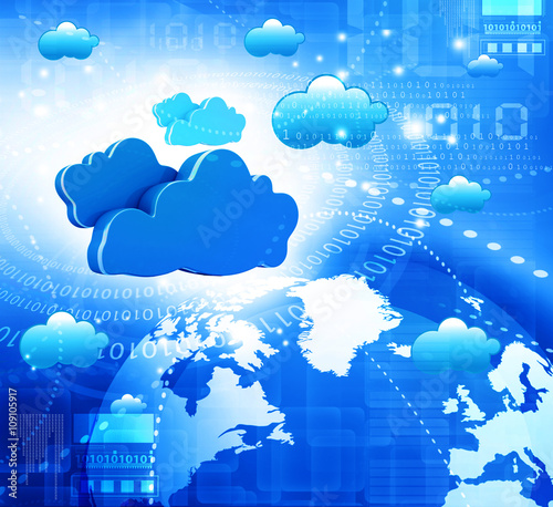 Cloud computing concept, global computer network