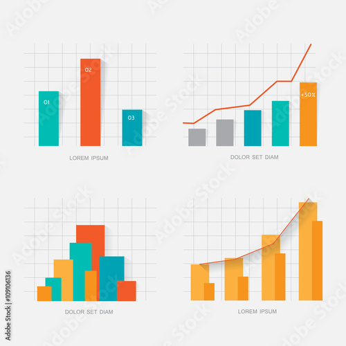 Four graphs, presentation templates, vector set