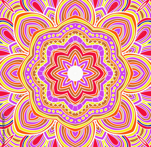 Illustration of an abstract colorful floral design. Cynco de mayo. Aztec ethnic background.