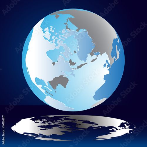 Blue Earth. Blue globe with the continents in the air.