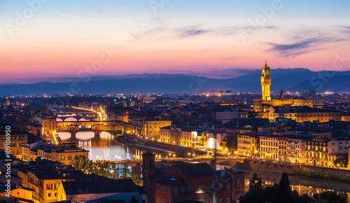 Fototapeta Naklejka Na Ścianę i Meble -  View of Florence from Michelangelo's hill on a sunset