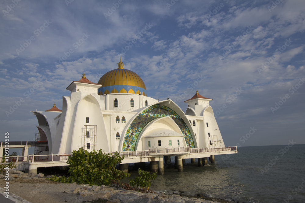 Selat Melaka Mosjid, beautiful mosque in Malacca, Malaysia