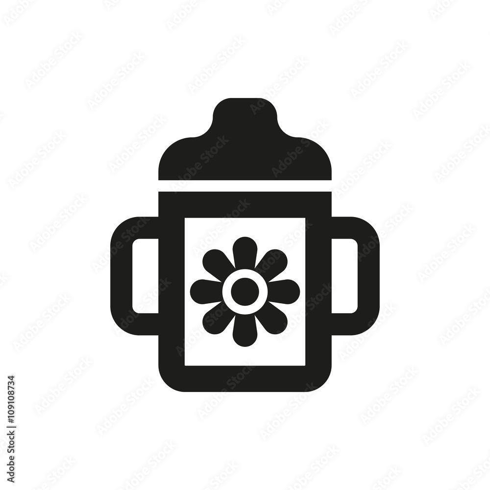 Obraz premium Feeding cup icon. design. Baby bottle symbol. web. graphic. AI. app. logo. object. flat. image. sign. eps. art. picture - stock